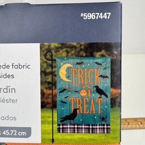 Style Selections Small Garden Flag Halloween Teal Trick or Treat Bats 12.5x18